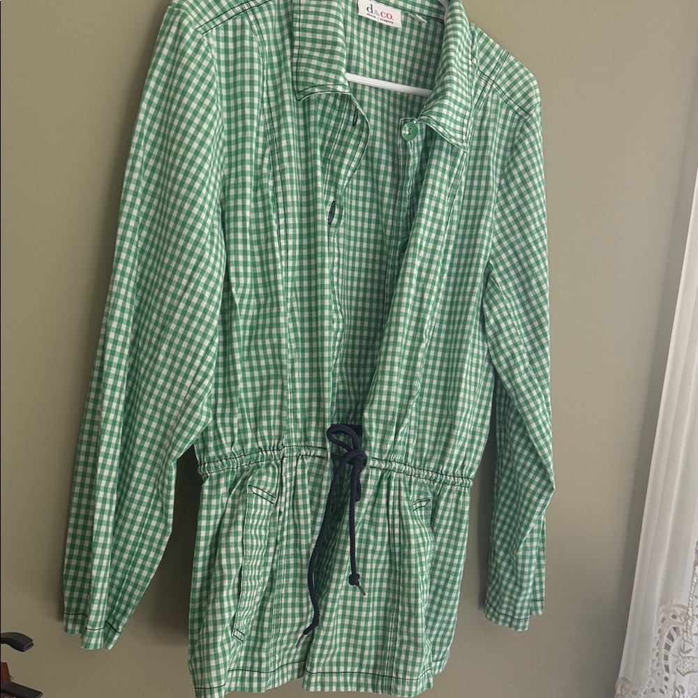 Green And White Gingham Button Front Jacket - image 6